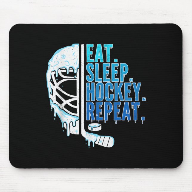 Hockey Ice Cream Drip Eat Sleep Hockey Repeat Boys Mousepad (Vorne)