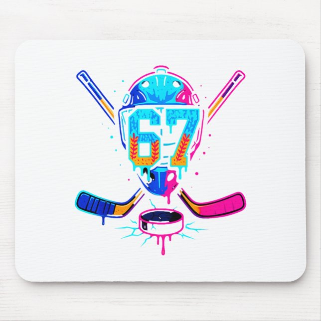 Hockey Ice Cream Drip Number 67 Player 67th Birthd Mousepad (Vorne)