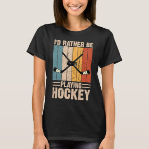 Hockey Ich würde eher Hockey spielen Vintag 70er 8 T-Shirt