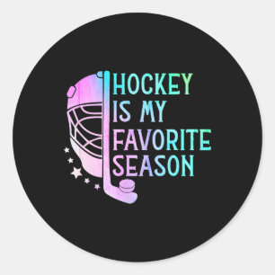 Hockey ist mein Lieblings-Saison-Eishockeyspieler  Runder Aufkleber