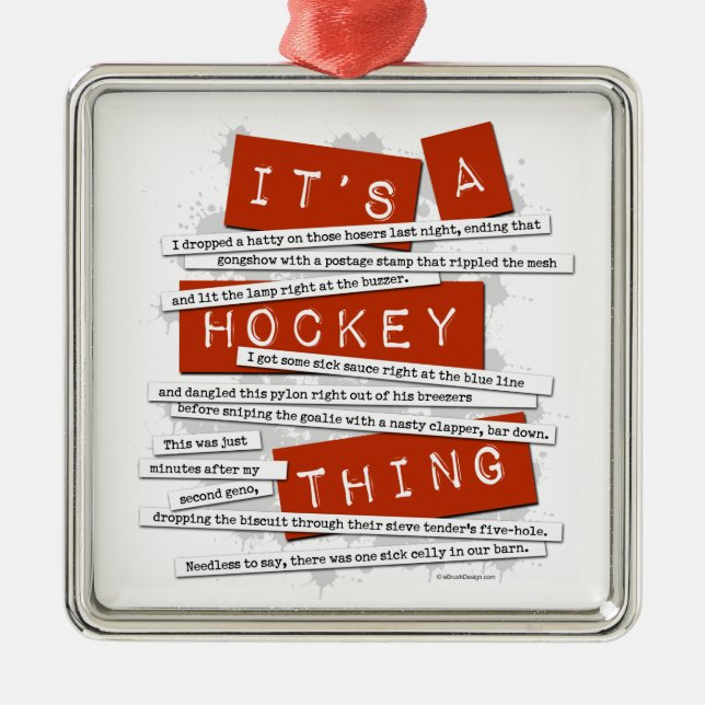 Hockey-Jargon Silbernes Ornament (Vorne)