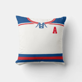 Hockey Jersey Name & Number Template Pillow Blue Kissen