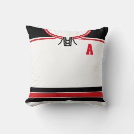 Hockey Jersey Name & Number Template Pillow, Red Kissen