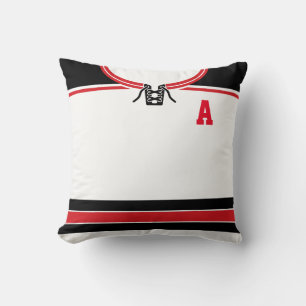 Hockey Jersey Name & Number Template Pillow, Red Kissen