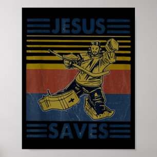 Hockey Jesus rettet lustiger Hockey Strafbank Poster