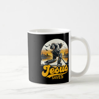 Hockey Jesus rettet Vintage-Sportfan Christ Glaube Kaffeetasse