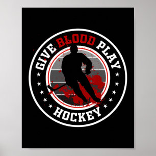 Hockey-Jungen-Kram oder Blut geben, Eishockey spie Poster