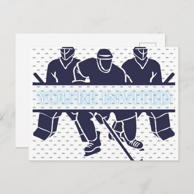 Hockey laden einladungspostkarte