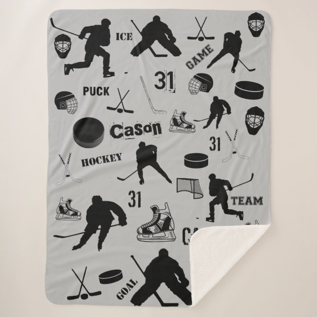 HOCKEY Large Sherpa Blanke Personalisiert Sherpadecke (Vorderseite)