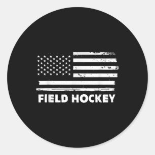 Hockey Leben USA-Flagge Patriotisches Sportdesign Runder Aufkleber