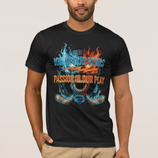 Hockey-Leidenschaft: Eis- und Feuer-Totenkopf-Graf T-Shirt