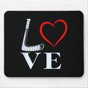 Hockey-Liebe-Herz-Grafik für Eishockey-Fans Mousepad