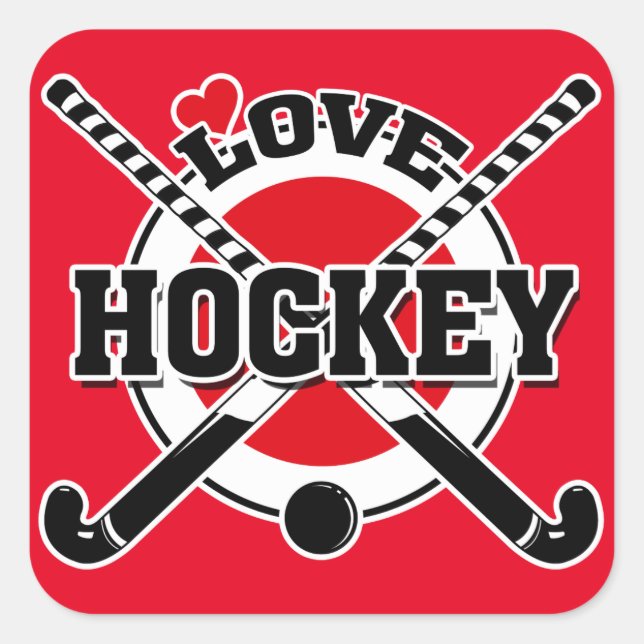 Hockey - Liebe Hockey Quadratischer Aufkleber (Vorderseite)