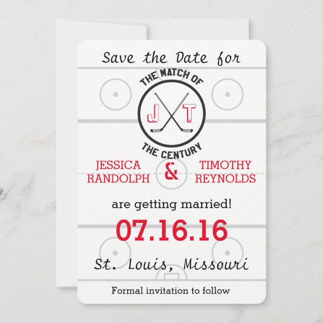 Hockey-Liebe Save the Date Einladung (Vorderseite)