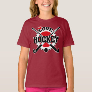 Hockey-Liebhaber, Crossed Hockey Sticks Liebe T-Shirt