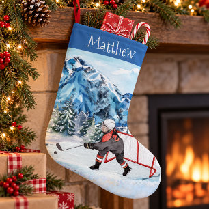 Hockey Liebhaber Schnee Personalisiertes Eis Kleiner Weihnachtsstrumpf