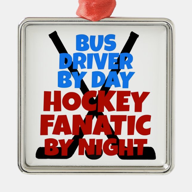 Hockey Lover Bus Treiber Ornament Aus Metall (Vorne)
