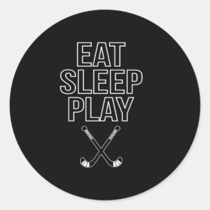 Hockey Lover   Hockey essen, schlafen und spielen Runder Aufkleber
