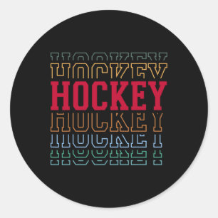 Hockey lustiger mehrschichtiger Text Team Spieler Runder Aufkleber