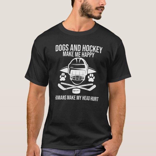 Hockey macht Me Ice Hockey zu einer glücklichen Sp T-Shirt (Vorderseite)