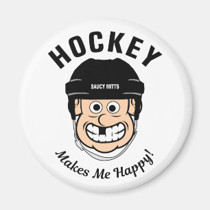 Hockey macht mich glücklich über den Funny Cartoon Magnet