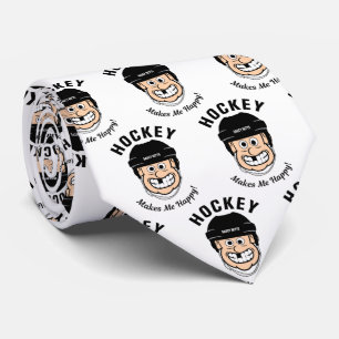 Hockey Makes Me Happy Cartoon Krawatte