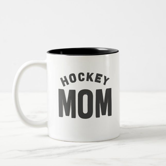 Hockey Mama Digital Art Design2 Zweifarbige Tasse (Links)