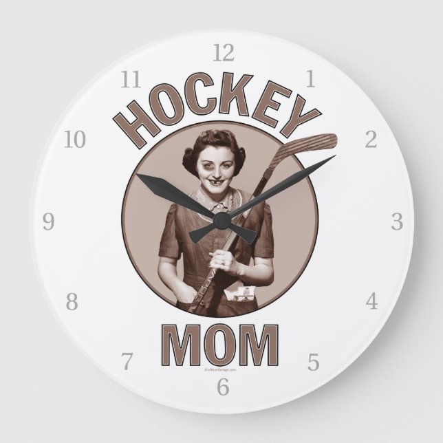 Hockey-Mama Große Wanduhr (Vorderseite)