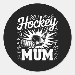 Hockey-Mama-Herz-Familie-Muttertag-Hockeyliebhaber Runder Aufkleber