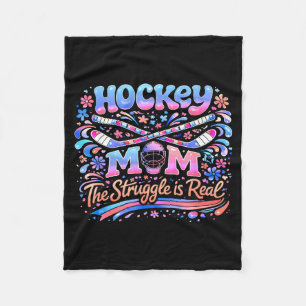 Hockey-Mama Pink Blau Retro 70er Groovy Vintage Sp Fleecedecke