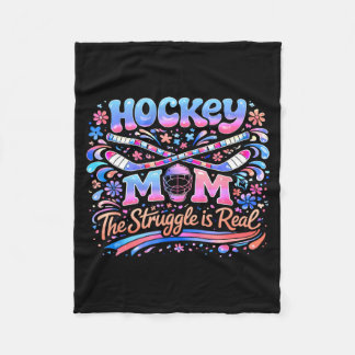 Hockey-Mama Pink Blau Retro 70er Groovy Vintage Sp Fleecedecke