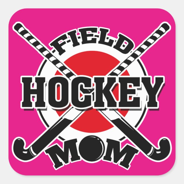 Hockey-Mama Quadratischer Aufkleber (Vorderseite)