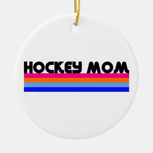 Hockey-Mama Streifen Keramik Ornament (Vorne)