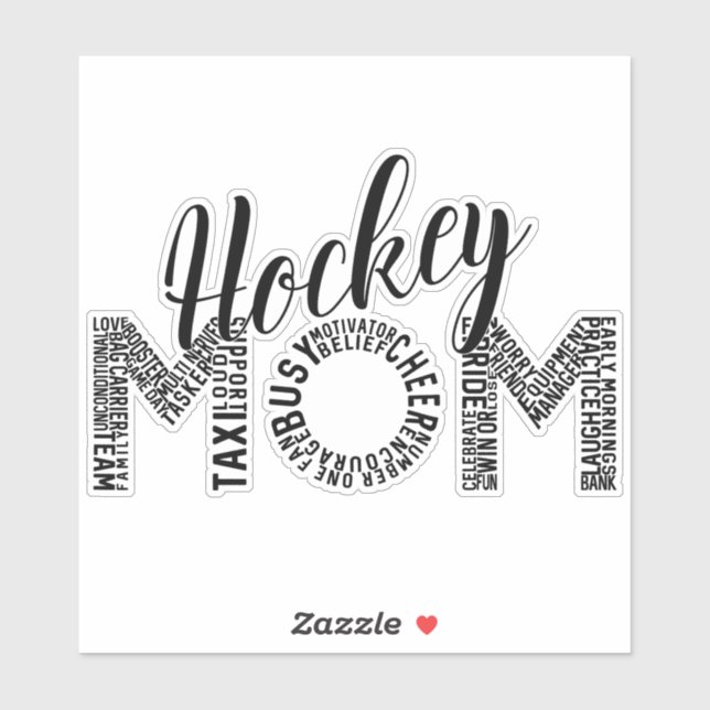 Hockey Mama Word Art Aufkleber (Blatt)