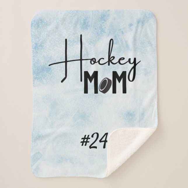 Hockey Mama Zahnraddecke Kalligrafie blaues Eis Sherpadecke (Vorderseite)