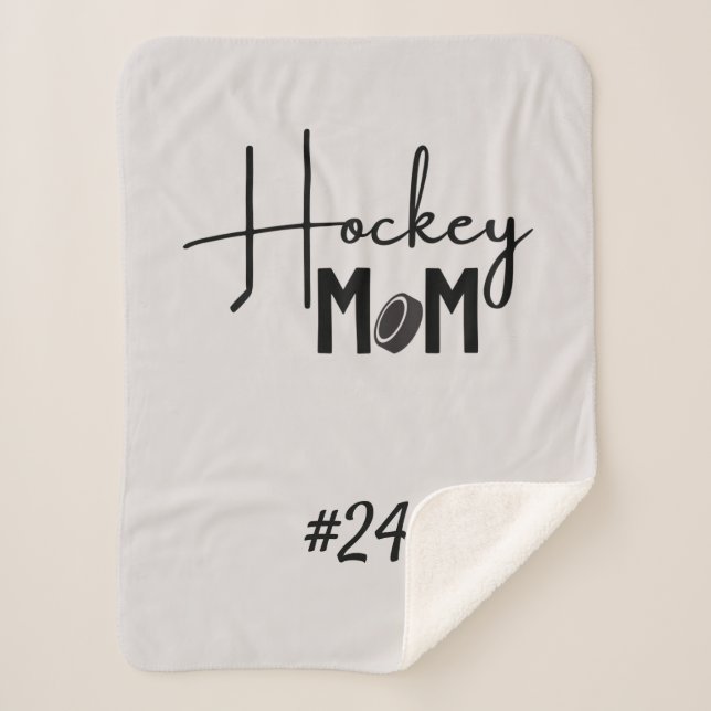 Hockey Mama Zahnraddecke Kalligrafie grau Sherpadecke (Vorderseite)