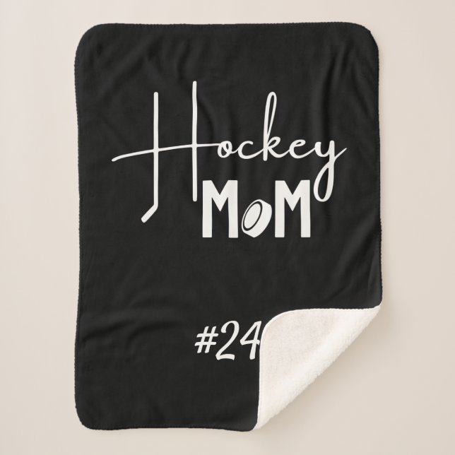 Hockey Mama Zahnraddecke Kalligrafie schwarz Sherpadecke (Vorderseite)