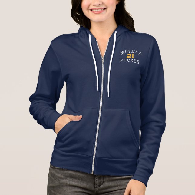 Hockey Mama Zip Hoodie Mutter Pucker Custom Number (Vorderseite)