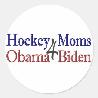 Hockey-Mamas für Obama Biden Runder Aufkleber