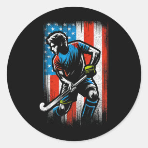 Hockey Mann USA Vereinigte Staaten von Amerika Fla Runder Aufkleber