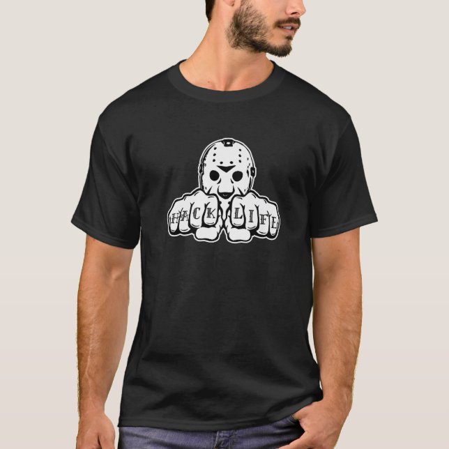 Hockey Mask Knuckle Tattoo Design Premium T-Shirt (Vorderseite)