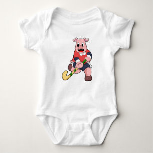 Hockey mit Hockeyschläger Baby Strampler