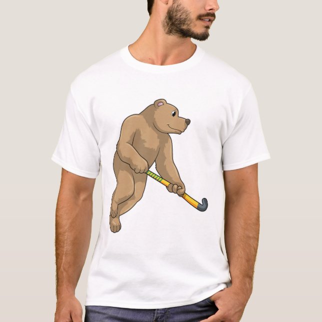 Hockey mit Hockeyschläger T-Shirt (Vorderseite)