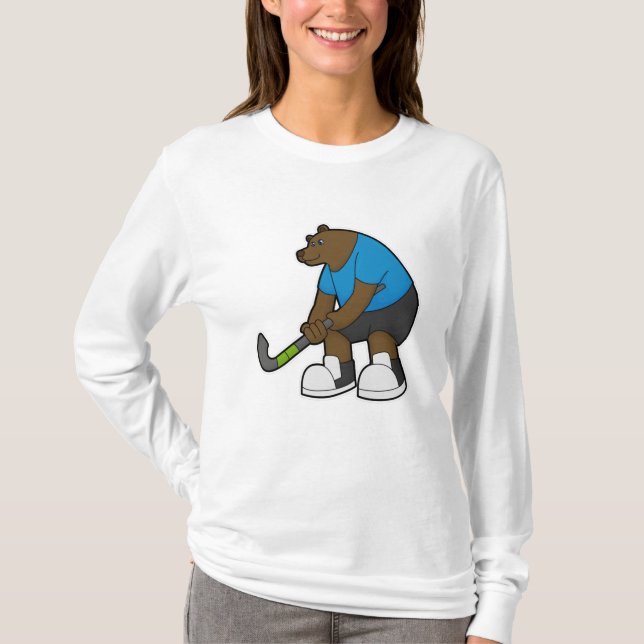 Hockey mit Hockeystick T-Shirt (Vorderseite)