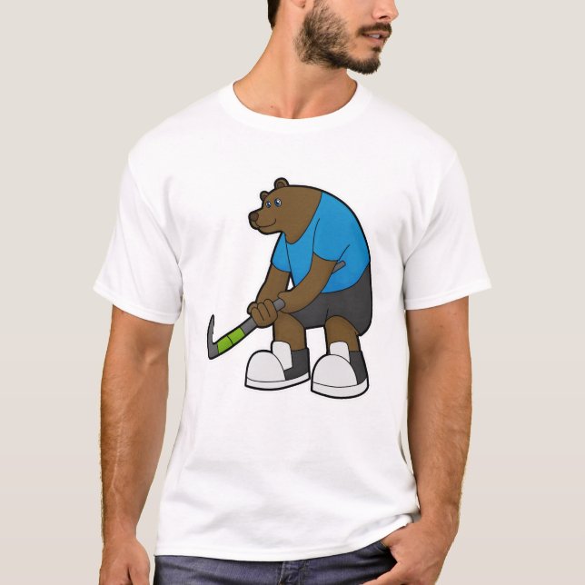 Hockey mit Hockeystick T-Shirt (Vorderseite)