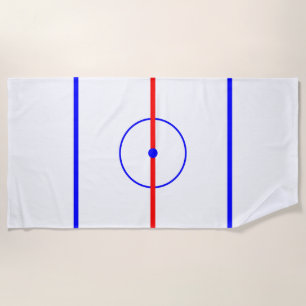Hockey-Mitte-Eis u. blaue Linien Strandtuch