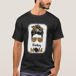 Hockey Mom Bleached Leopard Sport Bun Hair Sunglas T-Shirt