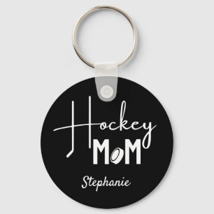 Hockey Mom Keychain calligraphy black white Schlüsselanhänger