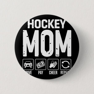 Hockey-Mutter-Fahren-Zahlen-Anfeuern-Mutter-Eines- Button