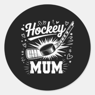 Hockey-Mutter-Herz-Familie-Muttertag-Hockeyliebhab Runder Aufkleber